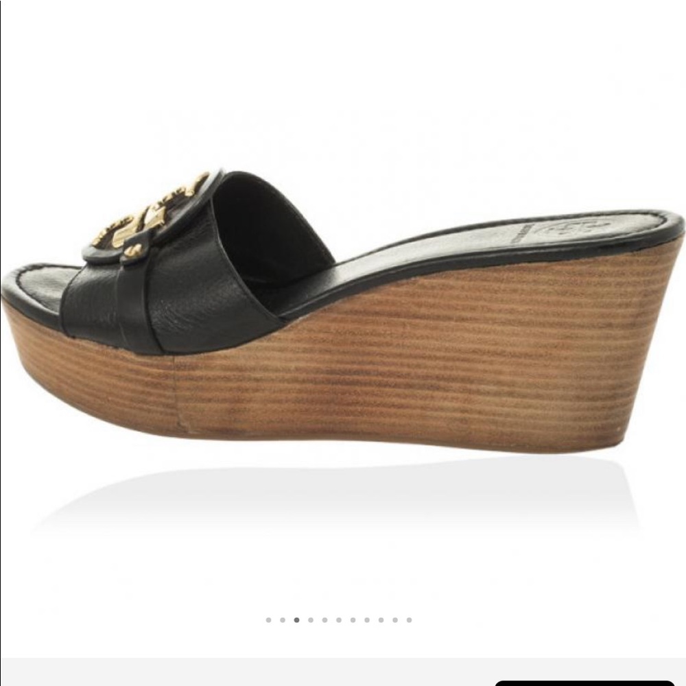 Tory Burch Patti 3 Black Logo Wedges💕❤️ - Picture 3 of 13